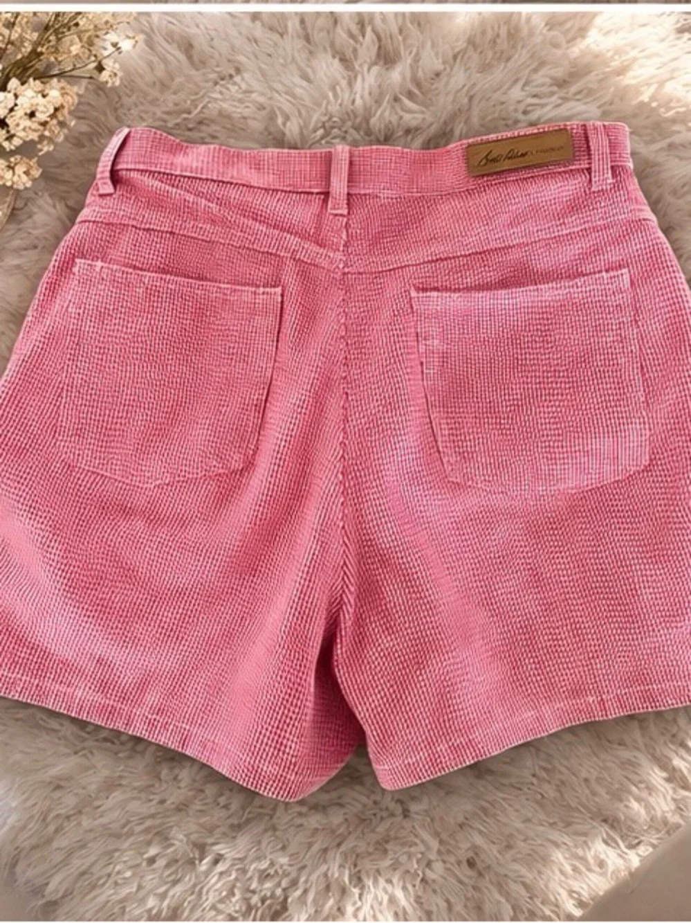 Vintage Bill Blass Pink Gingham High Waisted Shorts Size 16